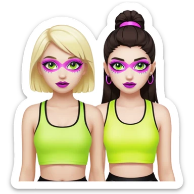 Blonde rave girl and brunette rave girl sticker