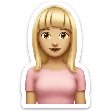 Blond girl with cute bangs with rosy cheeks sticker