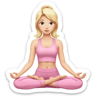 blonde yoga girl light pink clothes n sticker