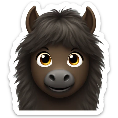 Dark brown fluffy icelandic pony with much bangs sticker