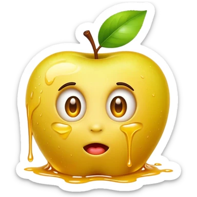Ground yellow apple emoji eyes rolling sticker