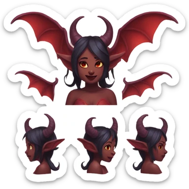 Meru the red skin succubus with horns and wings sticker