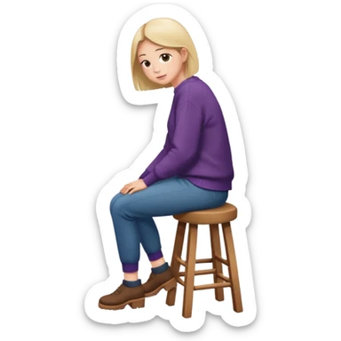 a person sitting on stool with backs turned

 sticker