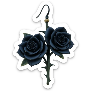 Isolate and keep only the realistic goth earring with black rose and thorn stem, remove the background entirely. sticker