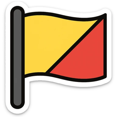 flag diagonally split, yellow and red halves, modern look sticker