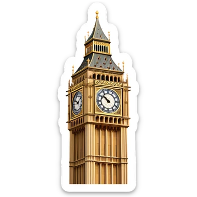 Cinematic Realistic Big Ben Landmark Emoji, showcasing the historic clock tower in exquisite detail rendered with dynamic lighting and rich textures that highlight its timeless grandeur. sticker
