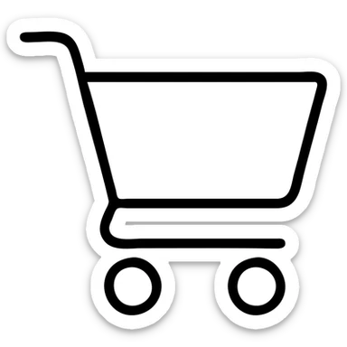 Shopping cart icon with wheels and handle sticker