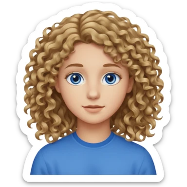 20 year old with wavy-curly dark blonde hair and blue eyes  sticker