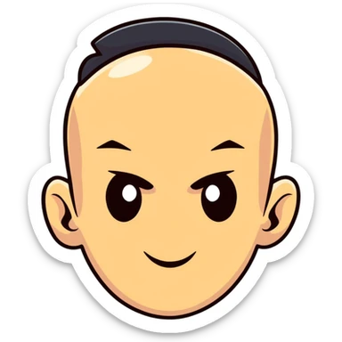 Man with an exaggerated huge forehead, funny character, male face sticker