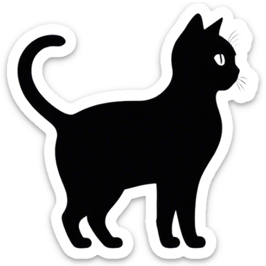 black silhouette of a cat sticker