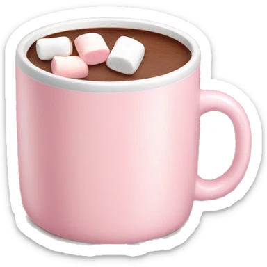 Light Pink mug of hot chocolate with marshmallows  sticker