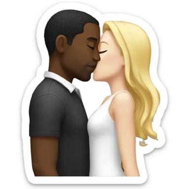 black man and white women kissing sticker