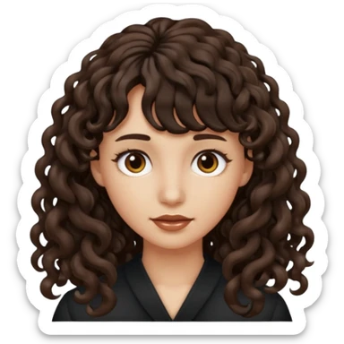 Fais la frange plus tordu la peau plus foncé et les cheveux bruns et bien plus long mais avec les cheveux bouclés  sticker