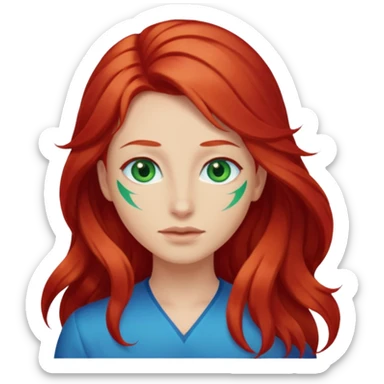 Like the first but her eye green  and blue and her hair red that brolong herwn  sticker