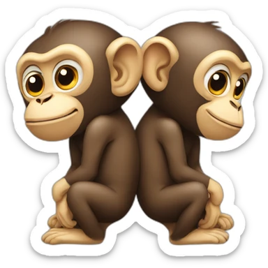 two monkeys in a line with one bent over sticker