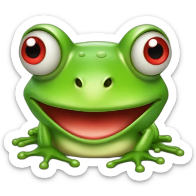 green frog with red lips and large eyes performing a stoic salute sticker