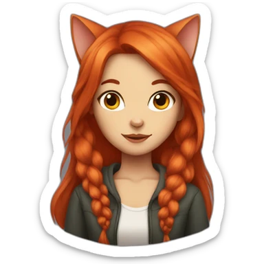 Cat-girl with long red hair sticker