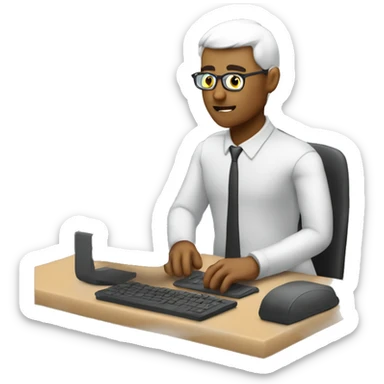 Men on computer learning three.js sticker