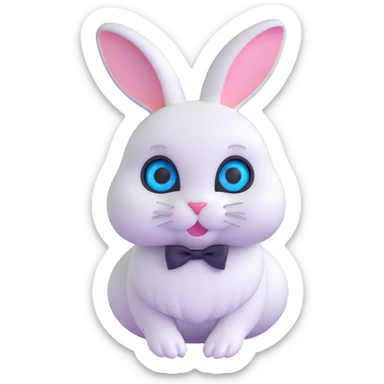 blue and white rabbit with ocean blue eyes sticker