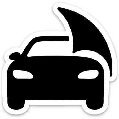 solid elegant icon of a car with protective film, premium style, smooth and sophisticated lines sticker