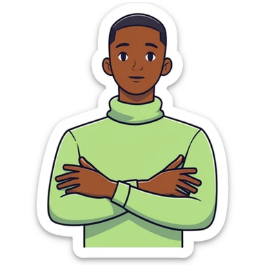 hands crossed holding neck black guy sticker
