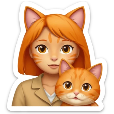 Orange Cat with anime girl face saying “I Love You Chud” sticker