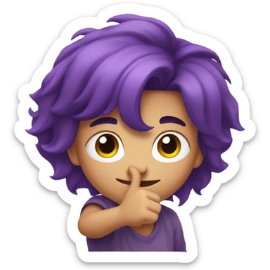 Boy with purple hair fist pumping sticker