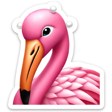 flamingo wearing pearls and doing their makeup sticker