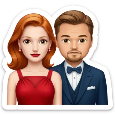 leonardo di caprio and Jessica Chastain in a red dress sticker
