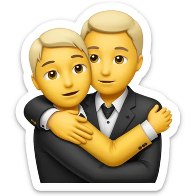 poker face emoji giving a hug, neutral expression, simple and clear design sticker