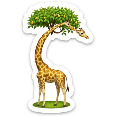 giraffe eating leaves from a tree sticker