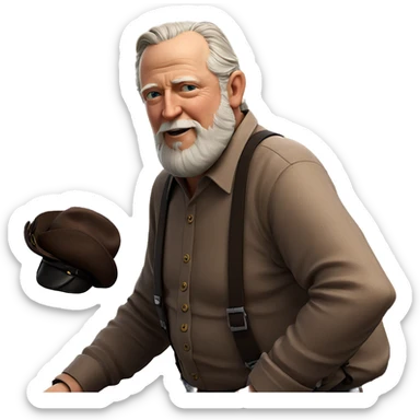 old man in suspenders sticker