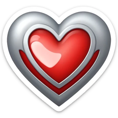 Red silver heart sticker