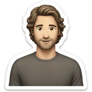 white man with dark brown mid long hair but no beard sticker