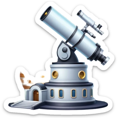 An icon featuring visible planets, distant stars, and galaxies, an observatory with a giant telescope, set against a starry sky, symbolizing the study of astronomy and celestial exploration. Transparent background highlights the wonder of the universe. sticker
