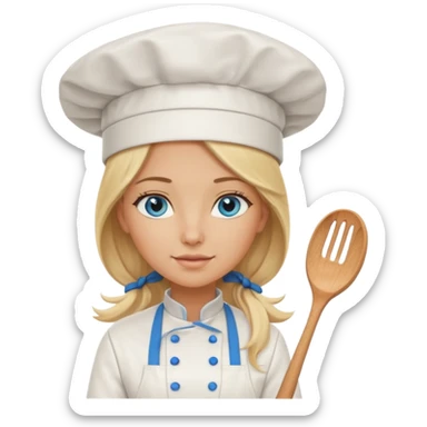 Long Blonde hair blue eyed female chef sticker