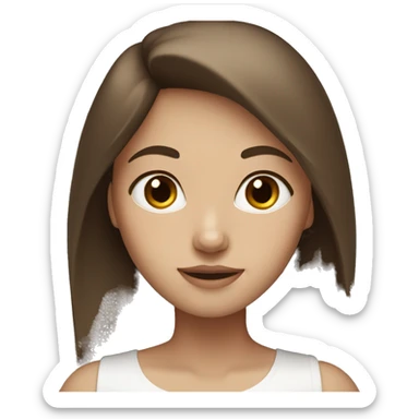 brown-haired girl with white skin and brown eyes sticker