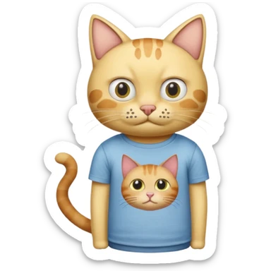 Cat wearing a T-shirt with Patrick from SpongeBob on it sticker