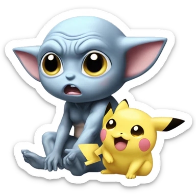 Gollum Jigglypuff sniffing Pikachu   sticker
