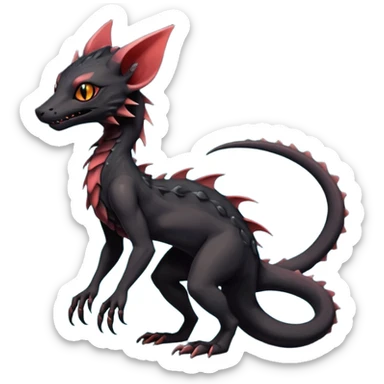 Futuristic Black Dark Abyssal Ethereal Modern Amaura-Salandit-Bayleaf-Abyss-Lykoi-Fakémon-creature-hybrid Full Body sticker