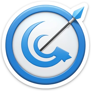 Quiero que hagas un círculo azul y con una flechita en el medio blanca sticker