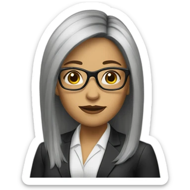 female lawyer with blakc long hair an glasses sticker