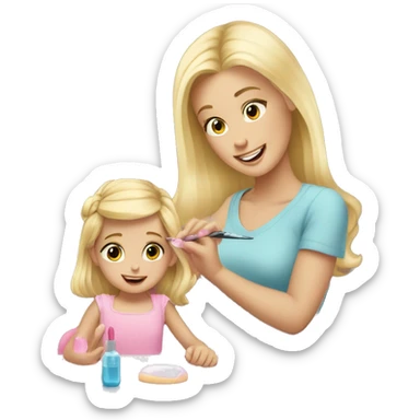 blonde babydaughter gives blonde dad a manicure sticker