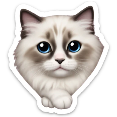 ragdoll kitten wearing a pink blanket sticker