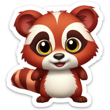 Cute red raccoon-panda-lemur-hybrid full body sticker