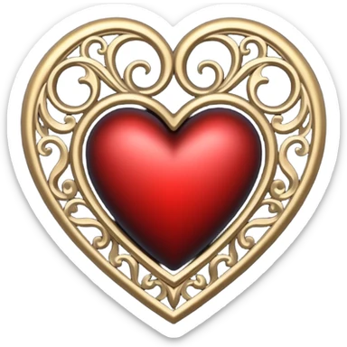 gothic black heart with ornate filigree sticker