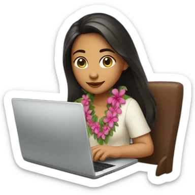 Hawaiian girl with her laptop sticker