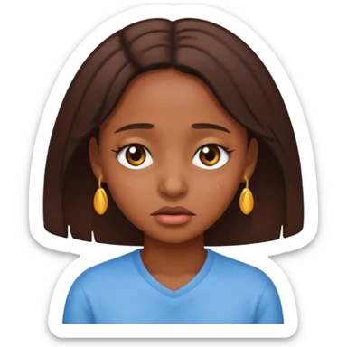 Pretty brown skin girl with teary eyes sticker