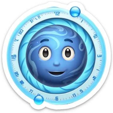 Planet Neptune with clock hands inside of it sticker