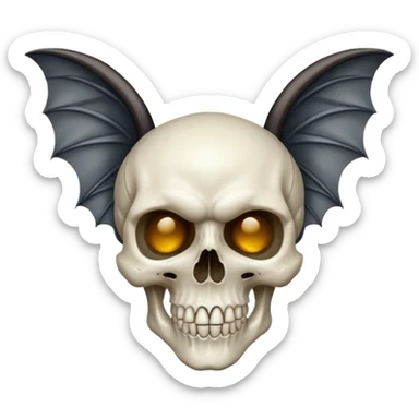 skull emoji with bat ears and wings sticker